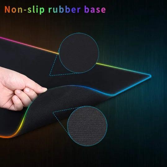 Mouse Pad Gamer Grande Velocidade Borda Led 7 Cores Rgb À Prova D'água 300mm x 800mm