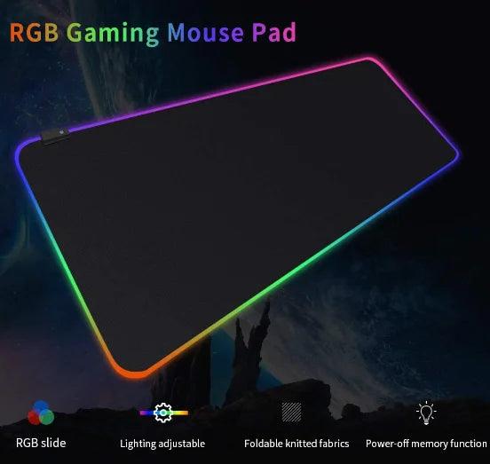 Mouse Pad Gamer Grande Velocidade Borda Led 7 Cores Rgb À Prova D'água 300mm x 800mm