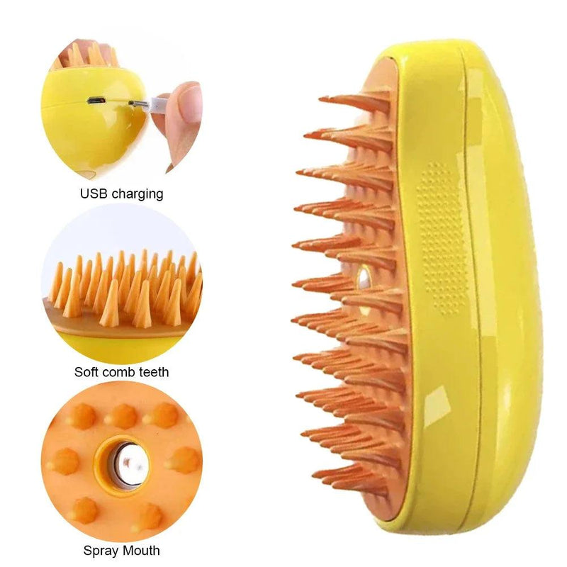 Escova elétrica de vapor para gatos, escova de vapor para massagem, remoção de pelos emaranhados e soltos